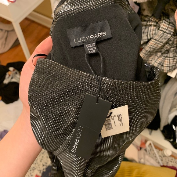 Lucy Paris strapless metallic jumpsuit - Picture 6 of 8